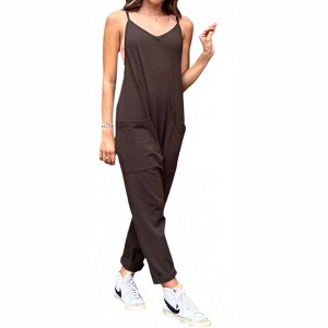 Women's V-neck Jersey Jumpsuit - BUCKETLIST - 1 of 4