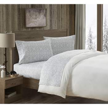 Kate Aurora Cozy Bed Collection 100% Cotton Flannel Aztec Gray Snowflakes Complete Sheet Set