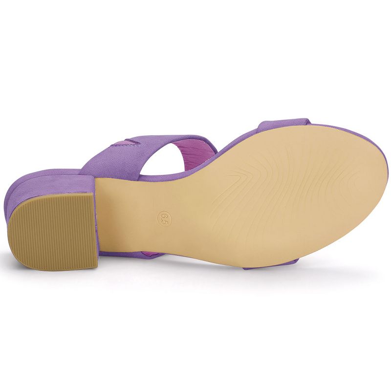 Allegra K Women's Block Heel Dual Straps Slide Sandals, 5 of 7