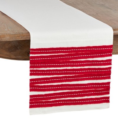 Saro Lifestyle Tasseled Table Runner With Frayed Trim Design, 16"x72", Red