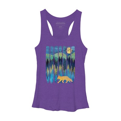Women's Design By Humans Fox Forest Night By Maryedenoa Racerback Tank Top