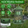 Munora Squirrel-Proof Wild Bird Feeder - 24.8" Metal Hanging Seed Feeder with 360° Perches & Water Cups, Green - 4 of 4