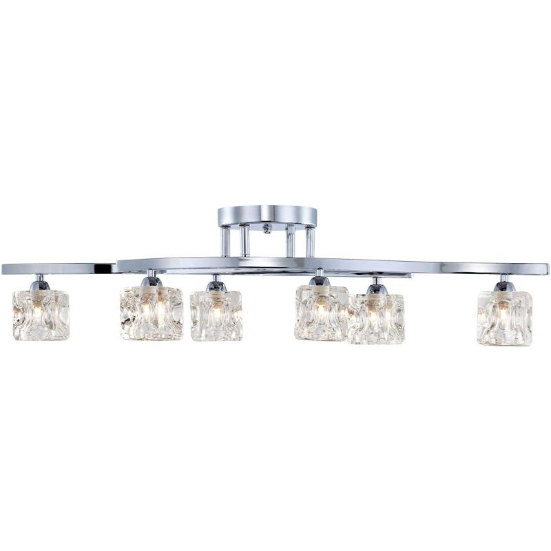 Possini Euro Design Modern Ceiling Light Semi Flush Mount Fixture 30 1/2" Wide Chrome 6-Light Clear Glass Crystal Cube Shades for Bedroom Kitchen, 5 of 10