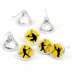 Big Dot of Happiness Grand Slam - Fastpitch Softball - Party Round Candy Sticker Favors - Labels Fits Chocolate Candy (1 sheet of 108) - 1 of 4