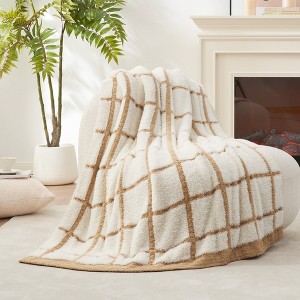 Amelie Home Reversible Plush Knit Throw Blanket - Soft & Cozy Feather Yarn Design - 1 of 4