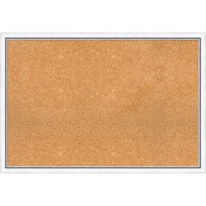38"x26" Morgan Wood Frame Natural Cork Board White/Blue - Amanti Art: Bulletin Board for Office, Wall Mounted - 1 of 4