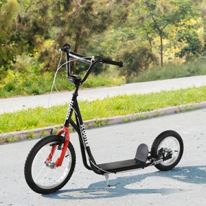 Teens Youth Scooter Ride-On Toy with Adjustable Handlebar, Dual Brakes & Inflatable Wheels, Black - 1 of 4