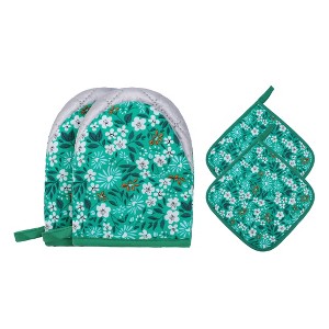 REGALWOVEN Heat Resistant 4 Piece Oven Mitts and Pot Holders Set for Kitchen Use - 1 of 4