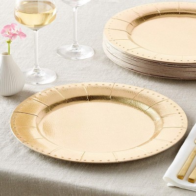 Gold Beaded 13" Square Disposable Paper Charger Plates