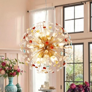 Rennnsan Coraneth 21"W 12-Light Sputnik Dandelion Color Crystal Modern Dimmable Chandelier in Gold - 1 of 4