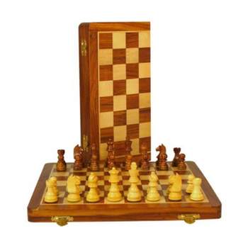 14" Sheesham/Boxwood Folding Chess Set Board Game