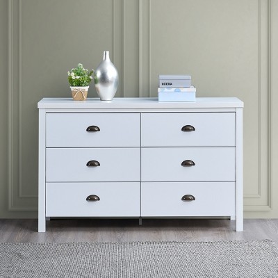 NicBex Modern 5/6 Drawer Dresser for Bedroom,Drawer Chest with Interlock Drawer Feature for Closet Organizer,White