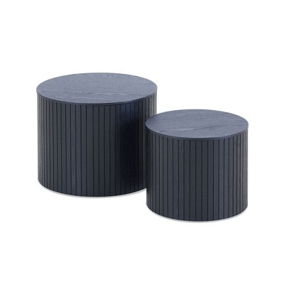 2pcs/set Nested Table Set Handcrafted Round Coffee Table For Living Room Lounge Area Home Office 19.17x19.17x14.96 Inch(1.60*1.60*1.25ft)