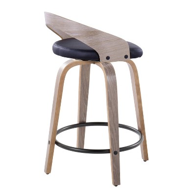 Grotto 18" Light Gray and Black Swivel Counter Stool Set