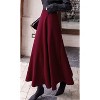 Women's Wool A-Line Maxi Skirt - Fall Winter Swing Pleated Long Skater Skirt Pocket-wine - 4 of 4