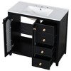 NicBex 36" Bathroom Vanity with Ceramic Sink, Bathroom Cabinet Storage with 2 Glass Cabinet Doors and Adjustable Shelf, 3 Drawers for Bathroom, Black - 2 of 4