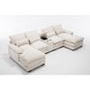 123'' Chenille U-Shaped Sectional Sofas with Console, Cupholders and USB Ports, 6-Seat Upholstered Sleeper Couch with Chaise for Living Room - 2 of 4