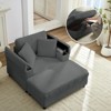 Mjkone Corduroy Comfy Chaise Lounge With Storage Ottoman&Armrests,Upholstered Sleeper Single Sofa Bed - 2 of 4