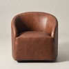 KINWELL 32"W 100% Top Grain Genuine Leather Swivel Barrel Armchair - 4 of 4