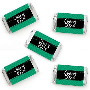 Big Dot of Happiness 2024 Green Graduation Party - Mini Candy Bar Wrapper Stickers - Small Favors - 40 Count
