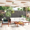 vidaXL Acacia Wood Patio Lounge Set with Cushions-Cream-Ideal for Garden, Patio & Living Room-Includes Sofa, Armchair, Footrest, Table - 2 of 4