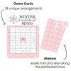 Big Dot of Happiness Pink Winter Wonderland - Bingo Cards and Markers - Holiday Snowflake Birthday Party and Baby Shower Bingo Game - Set of 18 - 2 of 4