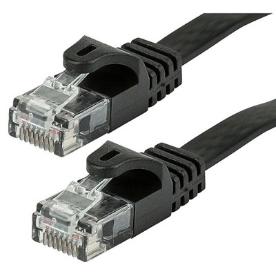 Monoprice Cat5e Ethernet Patch Cable - 5 Feet - Black | Network Internet Cord - RJ45, Flat,Stranded, 350Mhz, UTP, Pure Bare Copper Wire, 30AWG