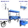 Acekool Folding Wagon Cart with Detachable Canopy, 150lb Capacity, 360° Rotating Wheels, Portable Outdoor Cart for Beach, Garden, Camping, Red - 3 of 4
