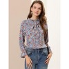 Allegra K Women's Vintage Floral Tie Neck Long Sleeve Ruffled Collar Peasant Blouse - image 2 of 4