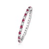 Ross-Simons 0.20 ct. t.w. Ruby and .15 ct. t.w. Diamond Eternity Band in 14kt White Gold - 3 of 4