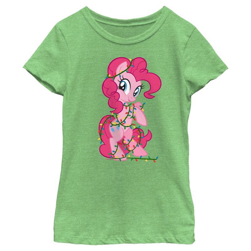 Girl's My Little Pony: Friendship is Magic Pinkie Pie Christmas Lights T-Shirt, 1 of 5