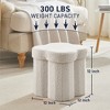 Ornavo Home Boucle Flower 12" Storage Ottoman - Footstool - Perfect for Dorm, Living Room and Bedroom - 2 of 4