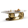 Gulches 49.2" Oval Faux Marble Coffee Table - Living Room Table with Stainless Steel Base & Sintered Stone Top - 2 of 4