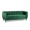 Elegant Velvet 3-Seater Sofa, Jewel-Tone Upholstery, Shell Design, Tonal Piping for Living Room - 2 of 4