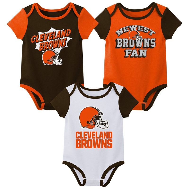 NFL Cleveland Browns Infant Boys&#39; 3pk Bodysuit, 1 of 5