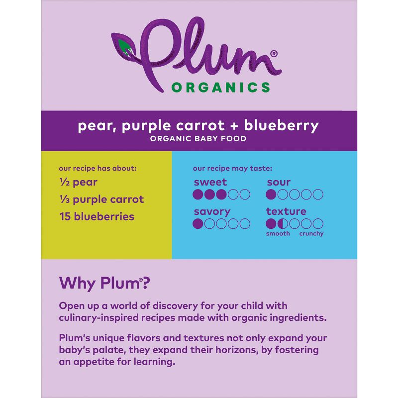 Plum Organics Pear Purple Carrot & Blueberry Baby Food Pouch - (Select Count), 3 of 6