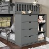 Donco Kids Moby Mission Twin Over Twin Dark Grey Bunkbed With 4 Drawer Dresser & Shelves - 3 of 4