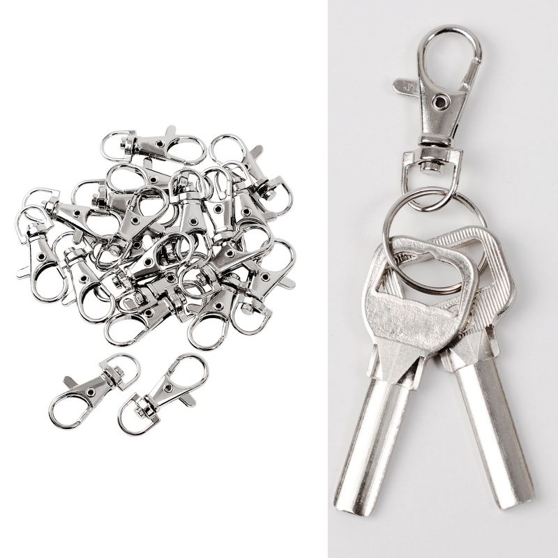 Unique Bargains Key Ring Chain Metal Lobster Swivel Clasp Silver Tone 1.4" x 0.6" x 0.28" 20Pcs, 5 of 7