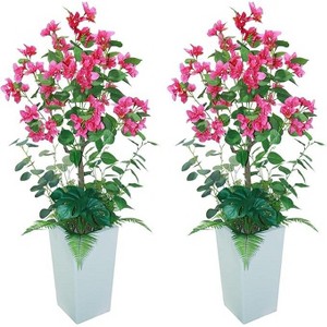 2Pack Artificial Bougainvillea Tree with Flowers, 4FT Faux Plants in Potted Indoor Bougainvillea Plant, Blooming Topiary Tree Lifelike Faux Plants - 1 of 4