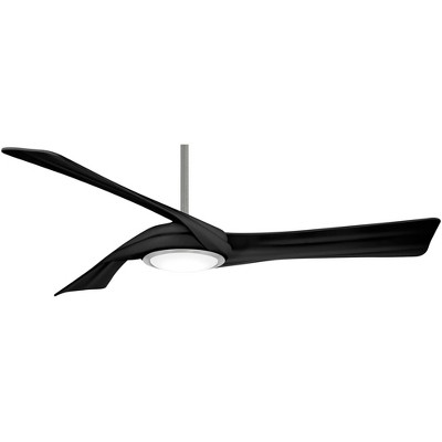 60" Minka Aire Modern Indoor Ceiling Fan with LED Light Remote Control Brushed Nickel Coal for Living Room Kitchen Family Dining