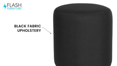 Barrington Black Fabric Round Ottoman Pouf