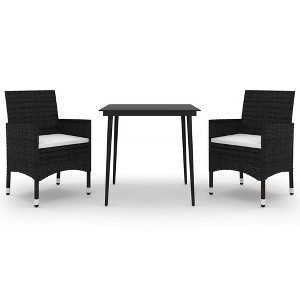 vidaXL Garden Dining Set Black PE rattan Medium Durable - 1 of 4