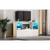 MAYEERTY High Gloss TV Stand for 75" TVs - LED Lights, Large Storage, Tempered Glass Shelves, White, 67"W - 2 of 4
