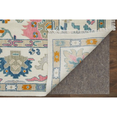 Karina Hand-Knotted Blue and Ivory Wool Floral Area Rug