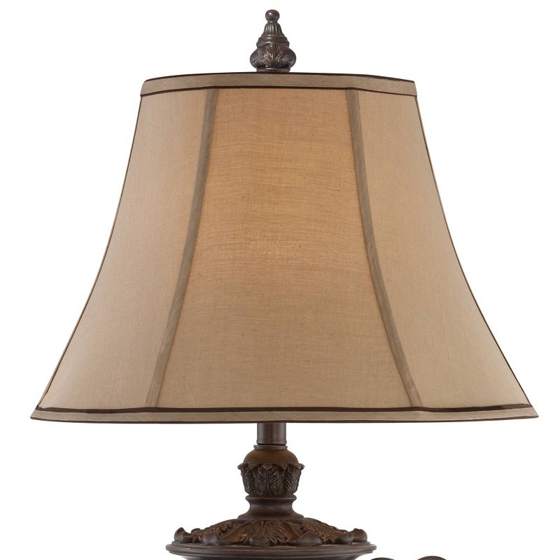 Regency Hill Traditional Table Lamp 31.5" Tall Bronze Crackle Urn Faux Silk Bell Shade for Living Room Family Bedroom Bedside Nightstand, 3 of 9
