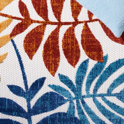 Cabana 5'3" Square Red and Blue Floral Synthetic Area Rug