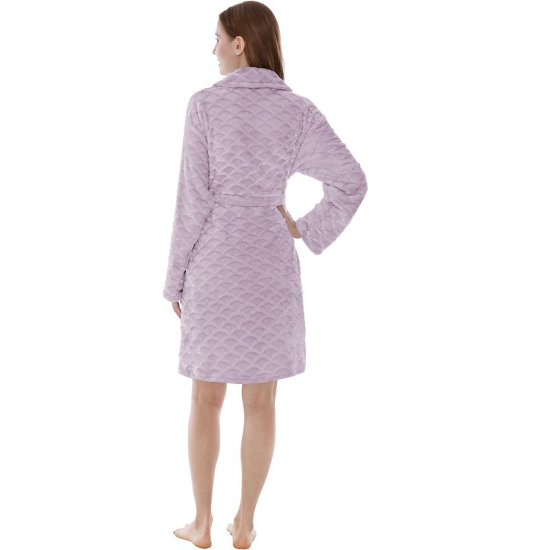 PAVILIA Short Robes for Women, Plush Soft Bathrobe Womens Lightweight, Fluffy Fuzzy Robe Knee Length, Shower Spa, 2 of 8