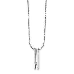 Black Bow Jewelry Double Bar Diamond Necklace in Rhodium Plated Silver, 18-20 Inch - 1 of 4