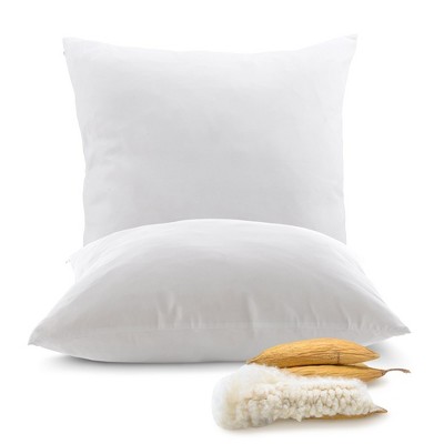 Set of 2 White Kapok Fiber Square Throw Pillows