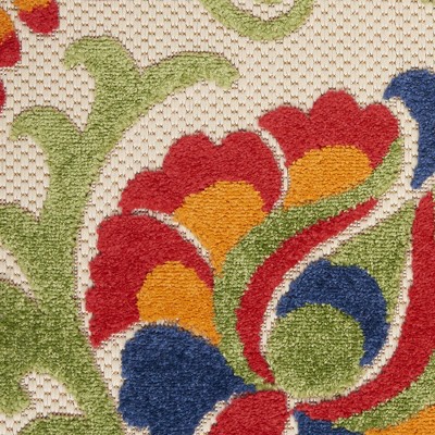 Summery Palmette 32"x48" Reversible Multicolor Outdoor Rug